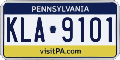 PA license plate KLA9101