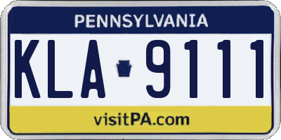 PA license plate KLA9111