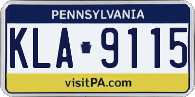 PA license plate KLA9115