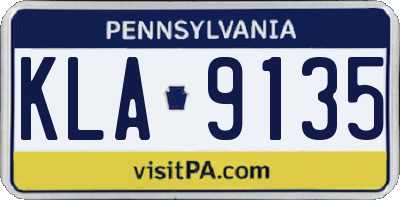 PA license plate KLA9135