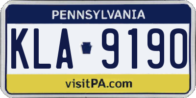 PA license plate KLA9190