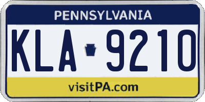PA license plate KLA9210