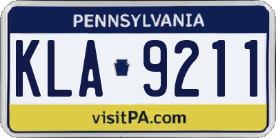 PA license plate KLA9211