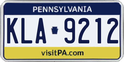 PA license plate KLA9212