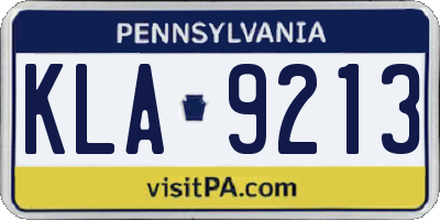 PA license plate KLA9213