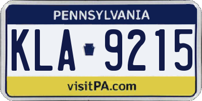 PA license plate KLA9215