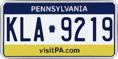 PA license plate KLA9219