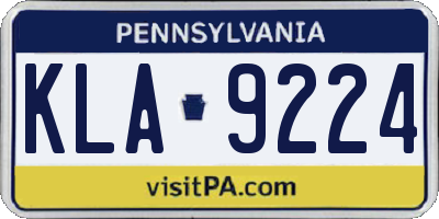PA license plate KLA9224
