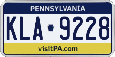 PA license plate KLA9228