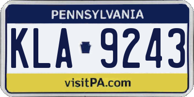 PA license plate KLA9243