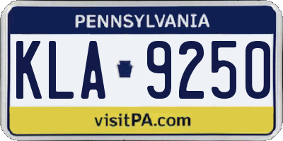 PA license plate KLA9250
