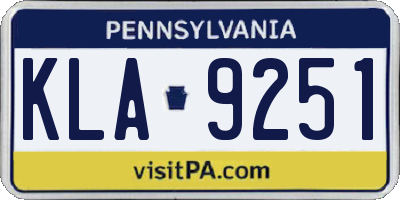 PA license plate KLA9251