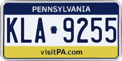 PA license plate KLA9255