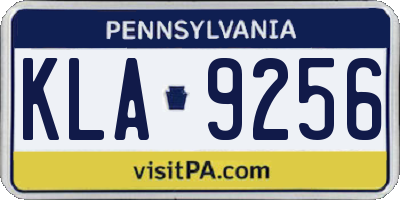 PA license plate KLA9256