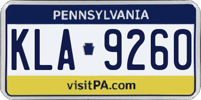 PA license plate KLA9260