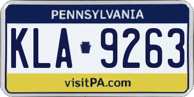 PA license plate KLA9263
