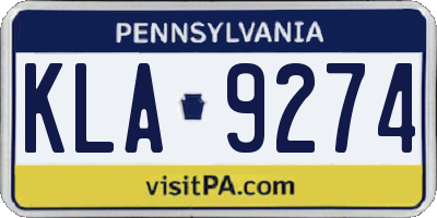 PA license plate KLA9274