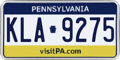PA license plate KLA9275
