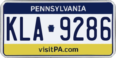PA license plate KLA9286