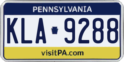 PA license plate KLA9288