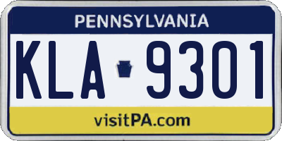 PA license plate KLA9301