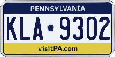 PA license plate KLA9302