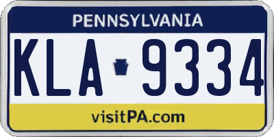 PA license plate KLA9334