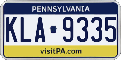 PA license plate KLA9335