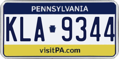 PA license plate KLA9344