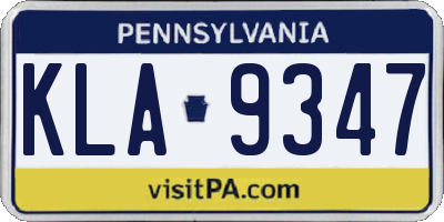 PA license plate KLA9347