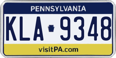 PA license plate KLA9348