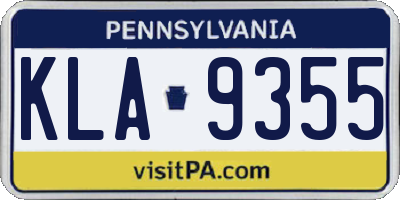PA license plate KLA9355