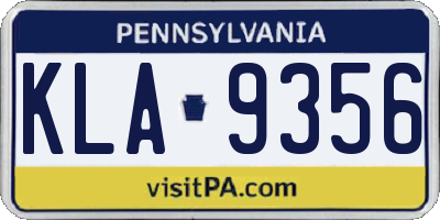 PA license plate KLA9356