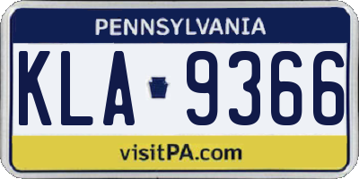 PA license plate KLA9366