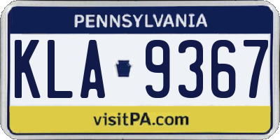 PA license plate KLA9367