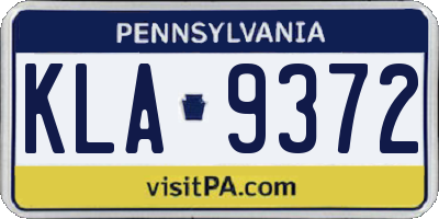 PA license plate KLA9372