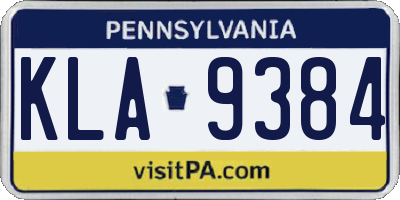 PA license plate KLA9384