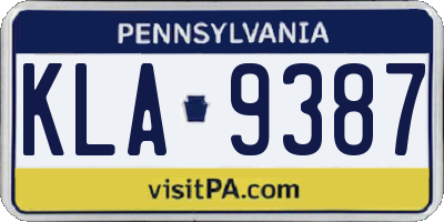 PA license plate KLA9387