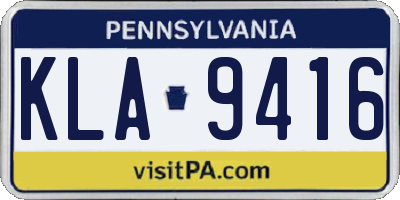 PA license plate KLA9416