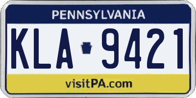 PA license plate KLA9421