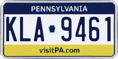 PA license plate KLA9461