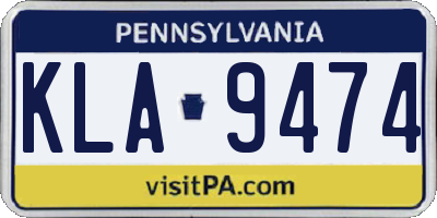 PA license plate KLA9474