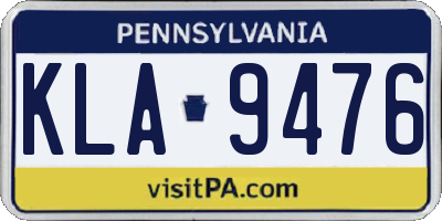 PA license plate KLA9476