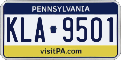 PA license plate KLA9501