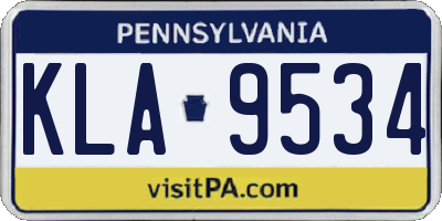 PA license plate KLA9534