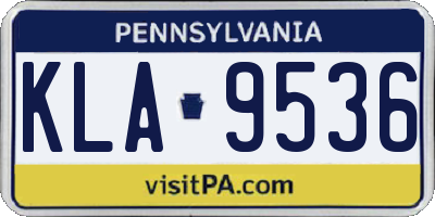 PA license plate KLA9536