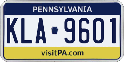 PA license plate KLA9601