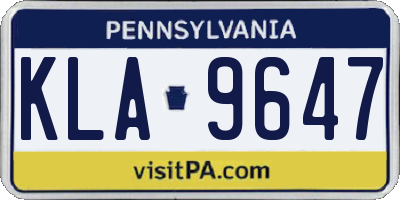 PA license plate KLA9647