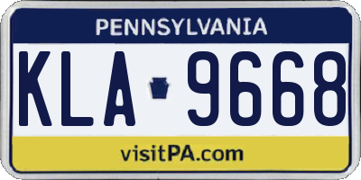 PA license plate KLA9668
