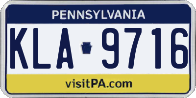 PA license plate KLA9716